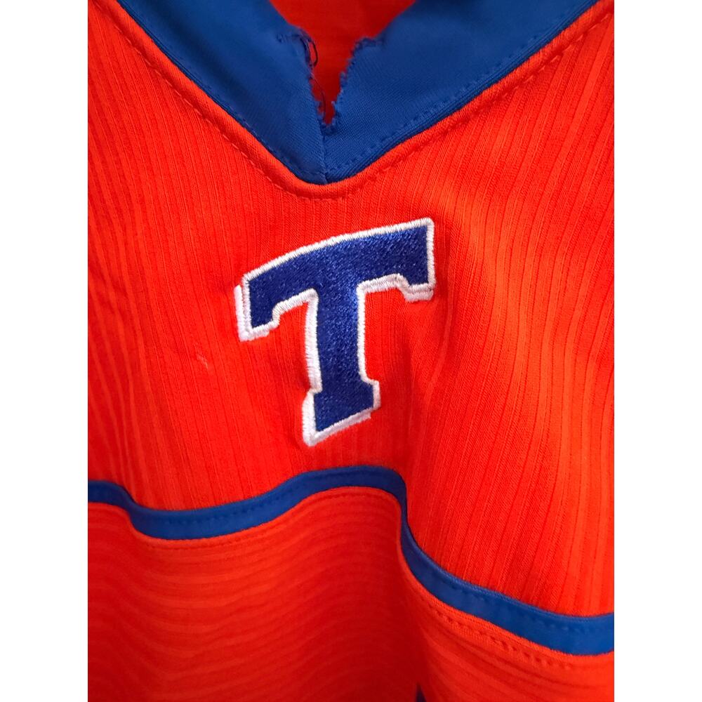 Russell Athletic Football Jersey Number 4 Orange Blue Mens Large - Picture 5 of 7